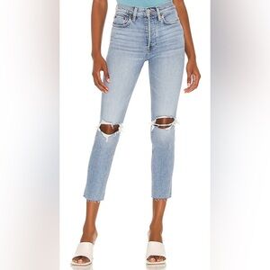 RE/DONE Jeans Women’s Size 30 90s High‎ Rise Ankle Crop Light Dusk Destroy Wash